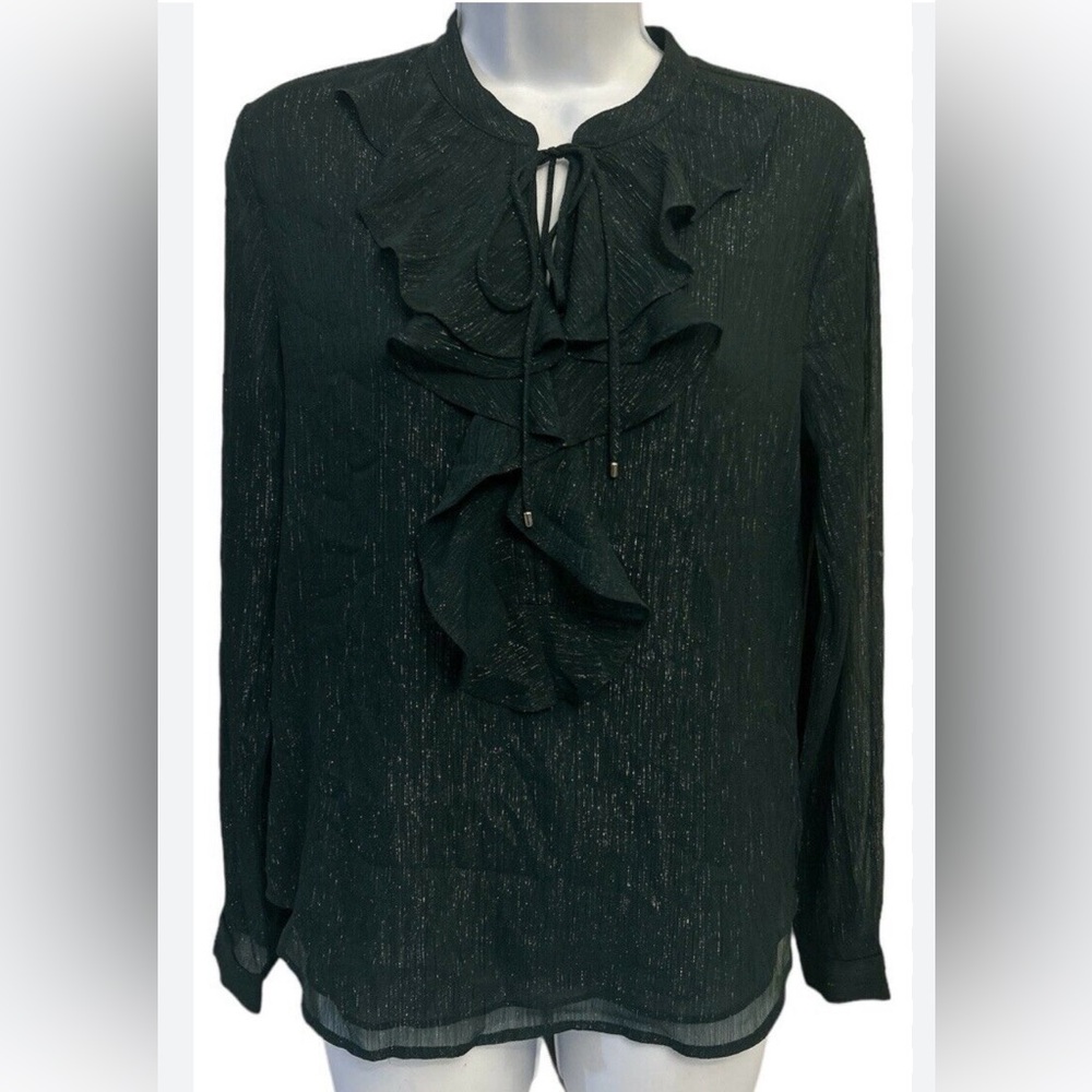 Elegant Hunter Green Ruffle‎ Blouse
